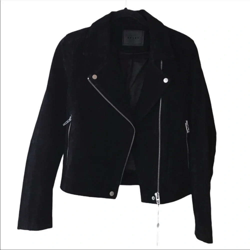 BLANK NYC Black 100% Suede Leather Moto Jacket - Picture 3 of 7